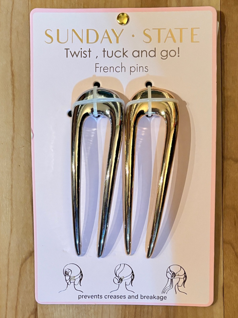 2 Pack French Pins - Silver Tone & Gold Tone